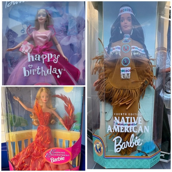 Barbie Other - Happy Birthday, Native American & Evening Enchanted Barbie NIB Lot of 3